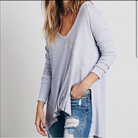 Free People Sunset Park Thermal Knit Long Sleeve Top Sz Small - Picture 2 of 6